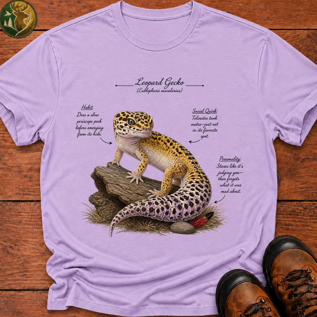 Leopard Gecko Field Guide T Shirt - Orchid