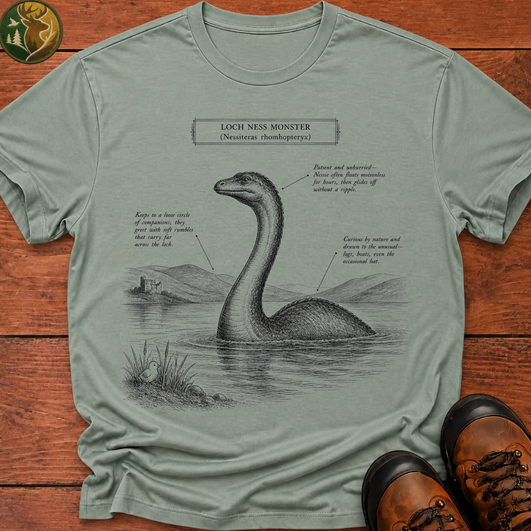 Loch Ness Monster Field Guide T Shirt - Bay