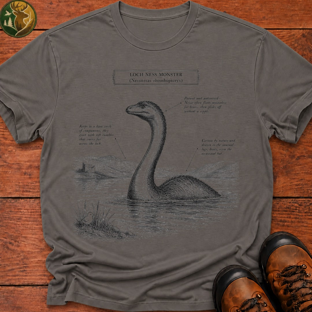 Loch Ness Monster Field Guide T Shirt - Grey