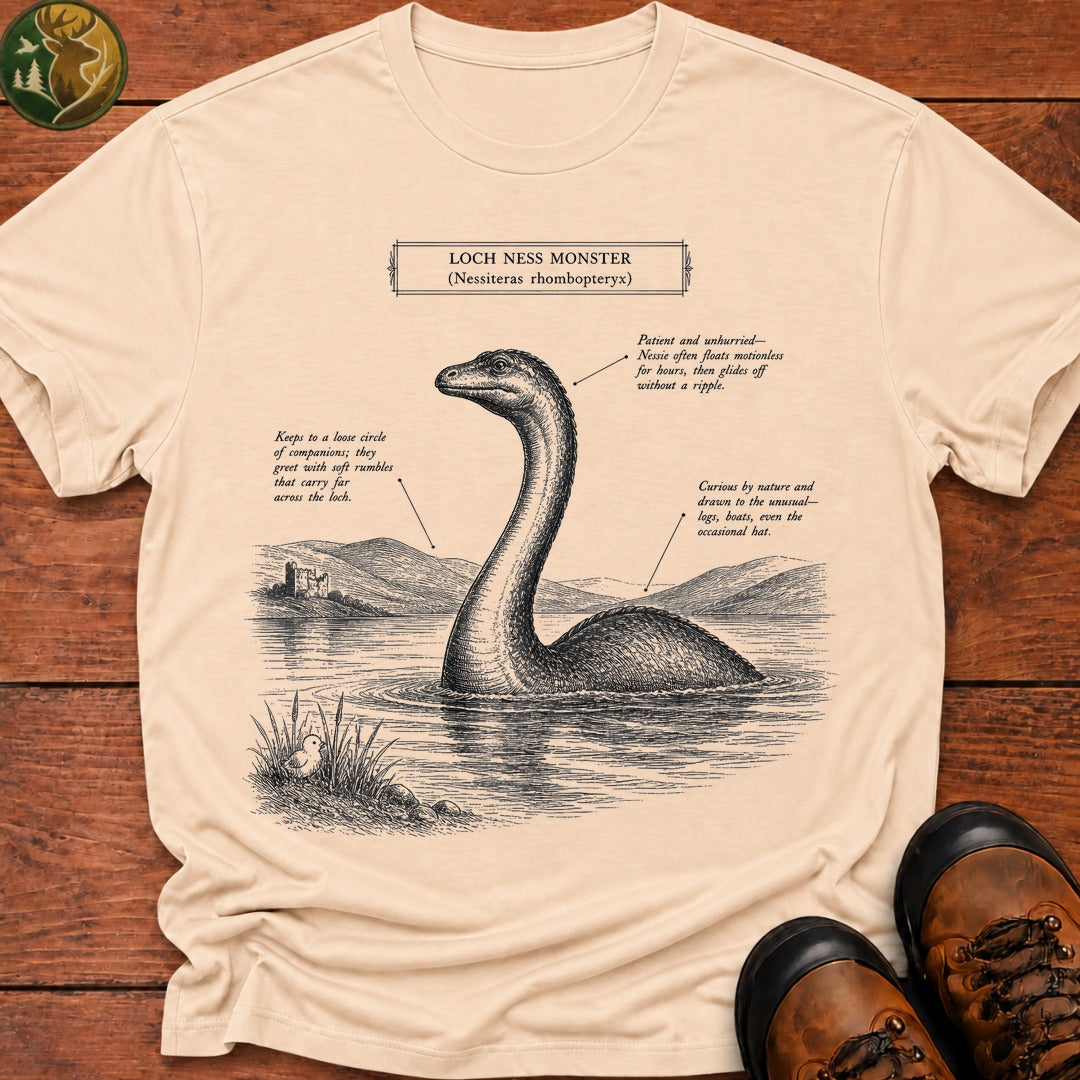 Loch Ness Monster Field Guide T Shirt - Ivory