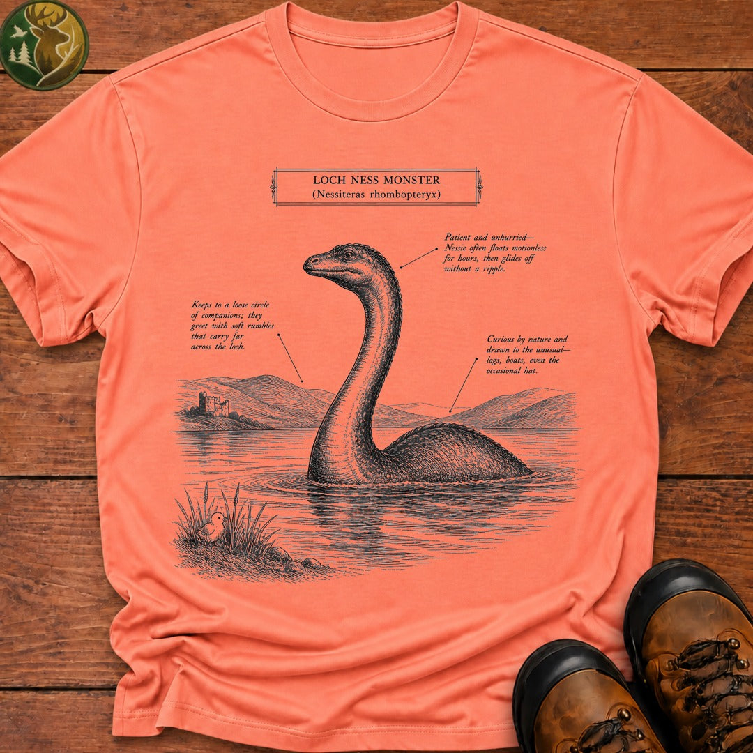 Loch Ness Monster Field Guide T Shirt - Melon