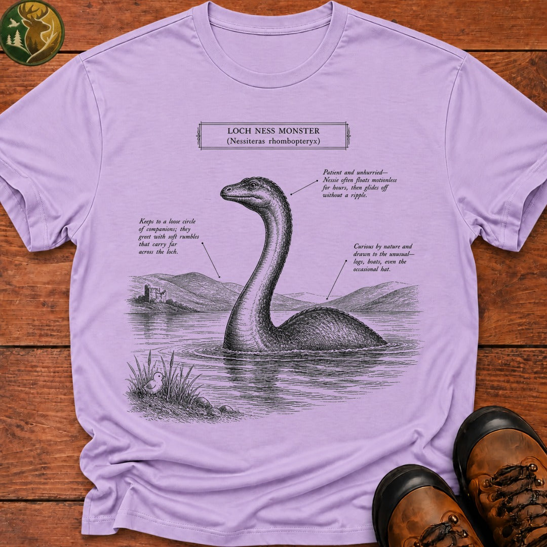 Loch Ness Monster Field Guide T Shirt - Orchid
