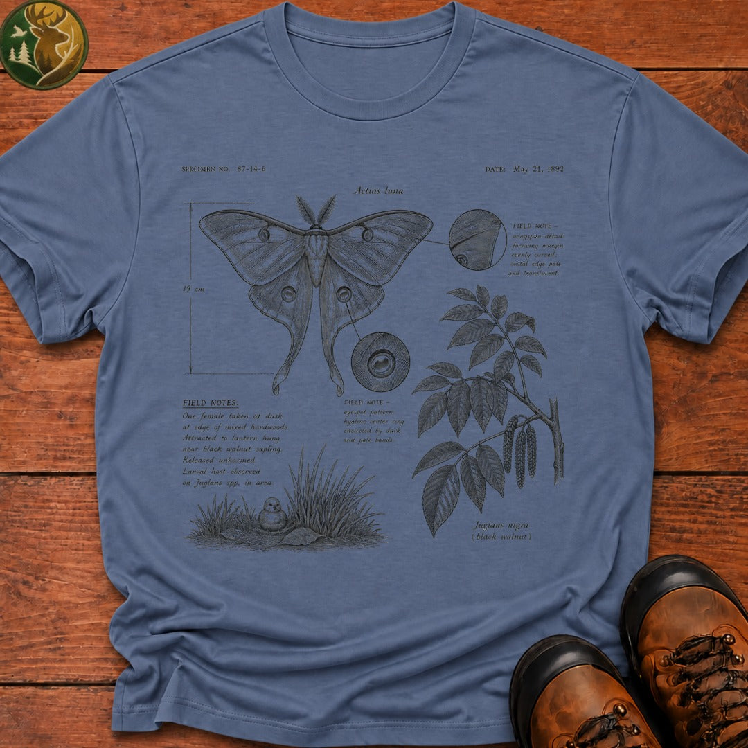 Luna Moth Field Notes T Shirt - Blue Jean