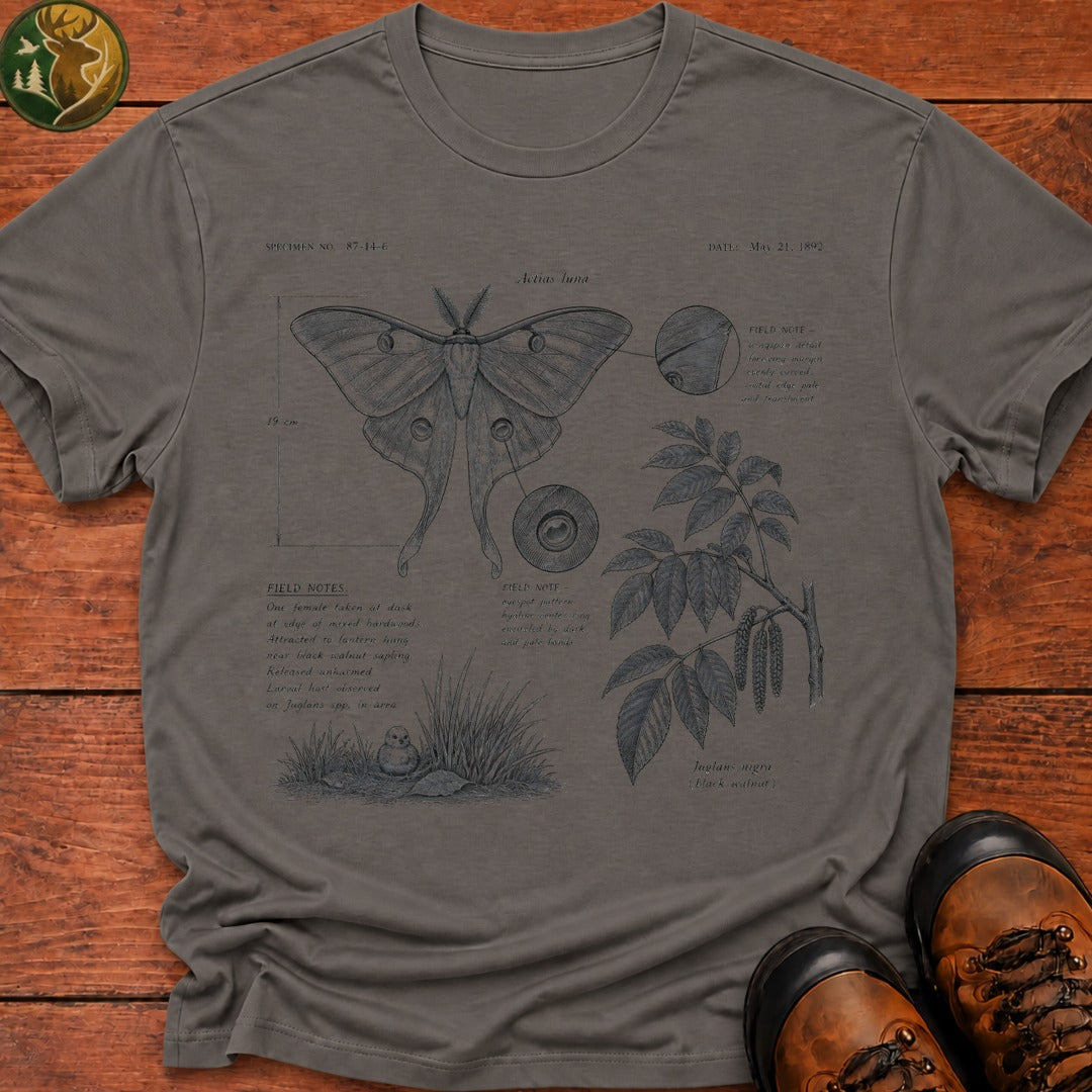 Luna Moth Field Notes T Shirt - Grey