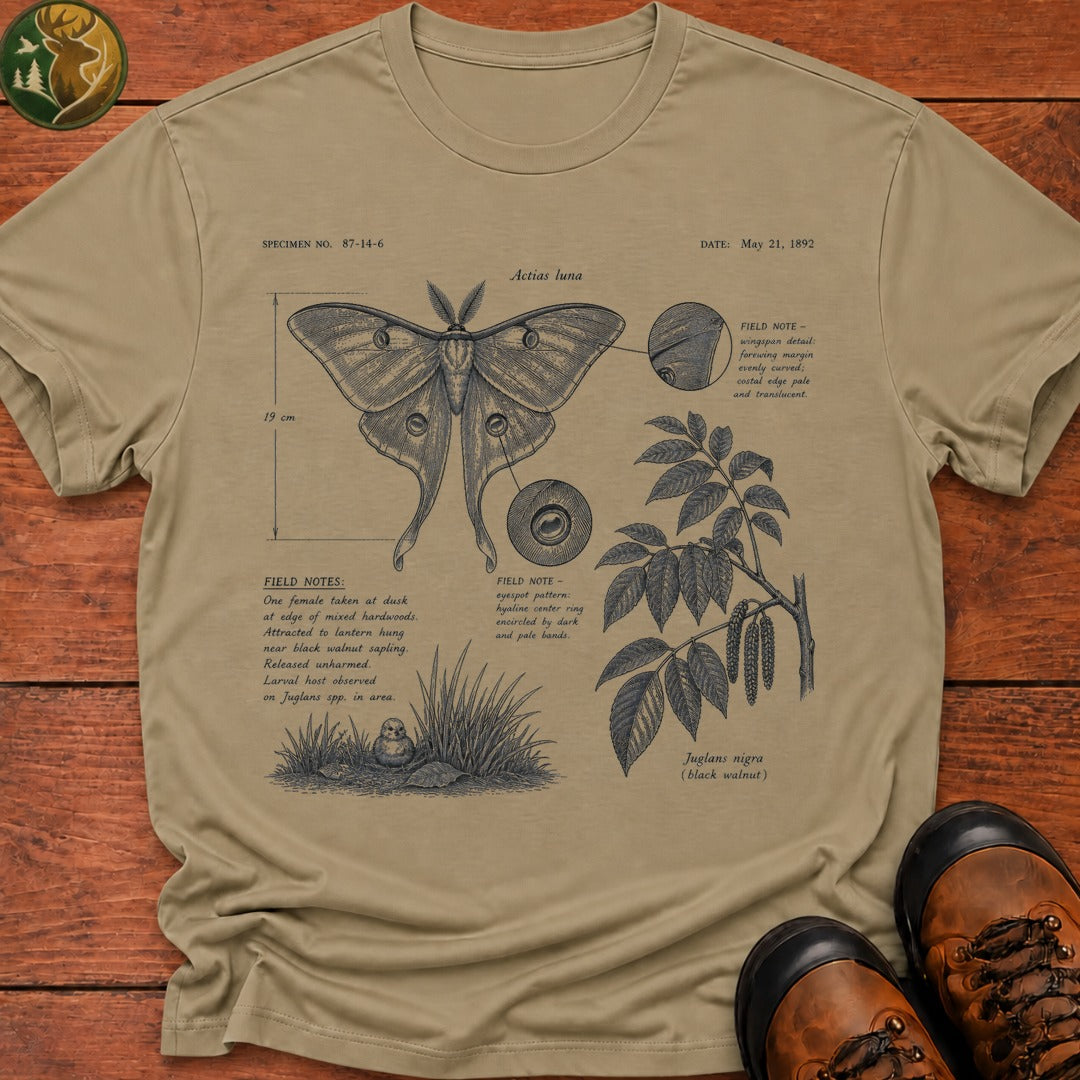 Luna Moth Field Notes T Shirt - Khaki
