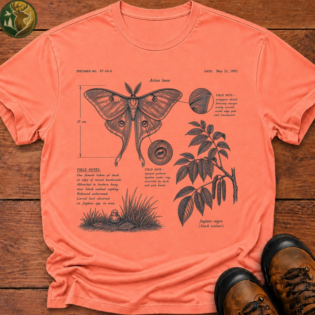 Luna Moth Field Notes T Shirt - Melon