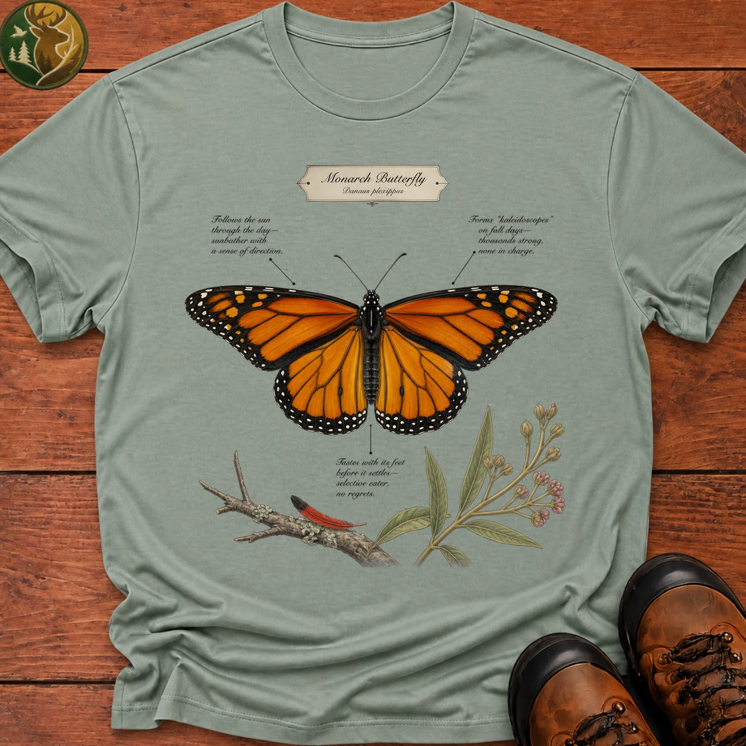 Monarch Butterfly Field Guide T Shirt - Bay