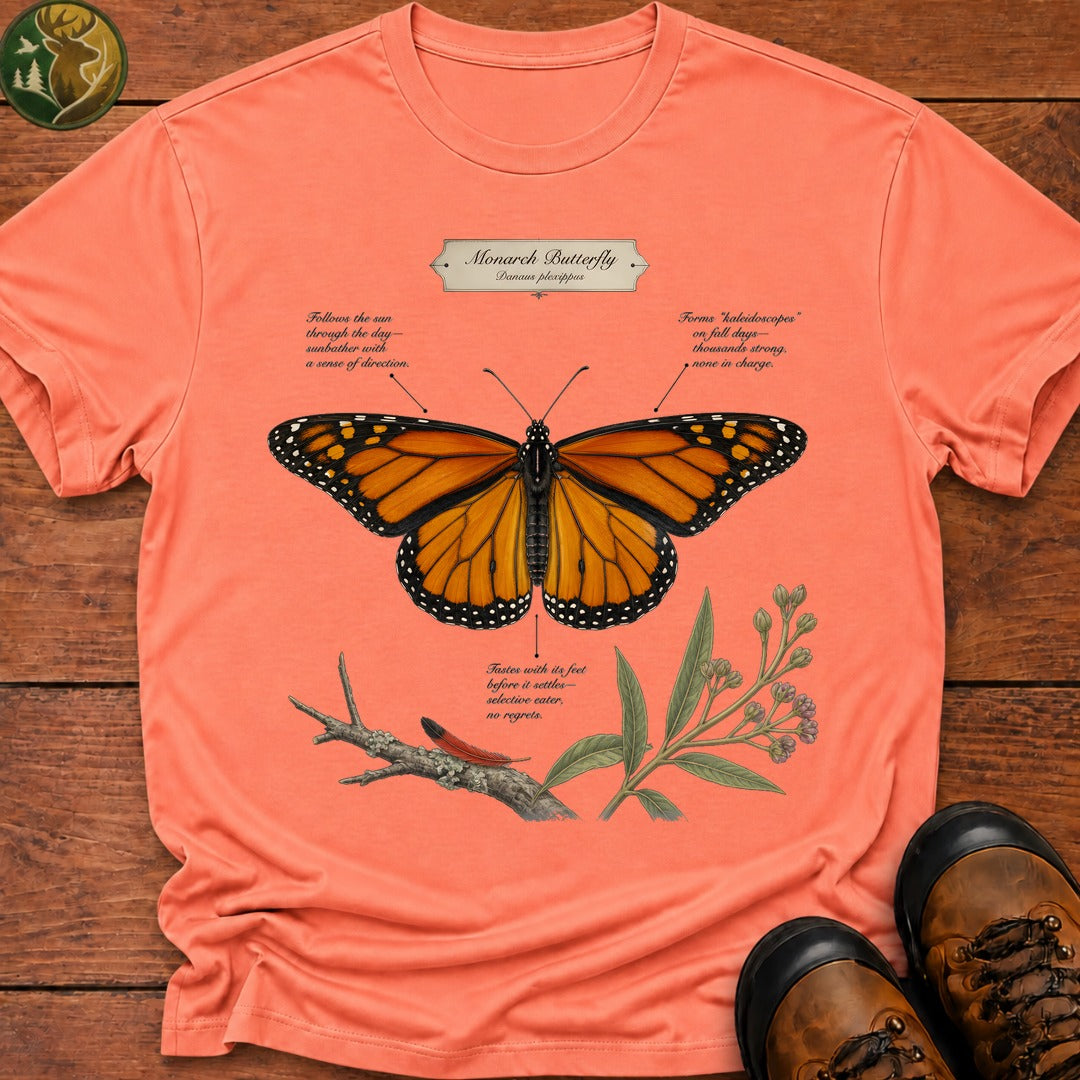 Monarch Butterfly Field Guide T Shirt - Melon