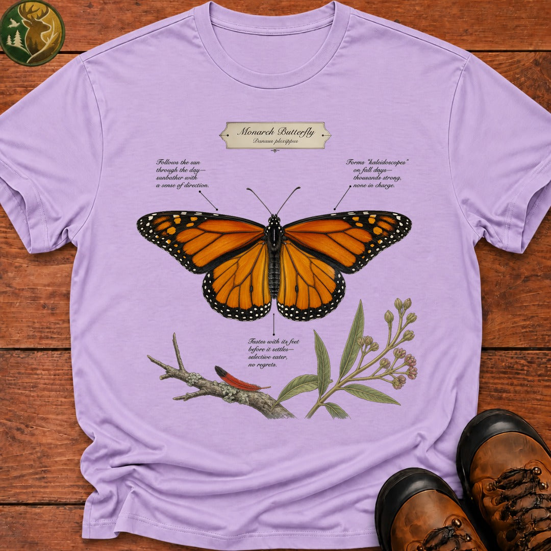 Monarch Butterfly Field Guide T Shirt - Orchid