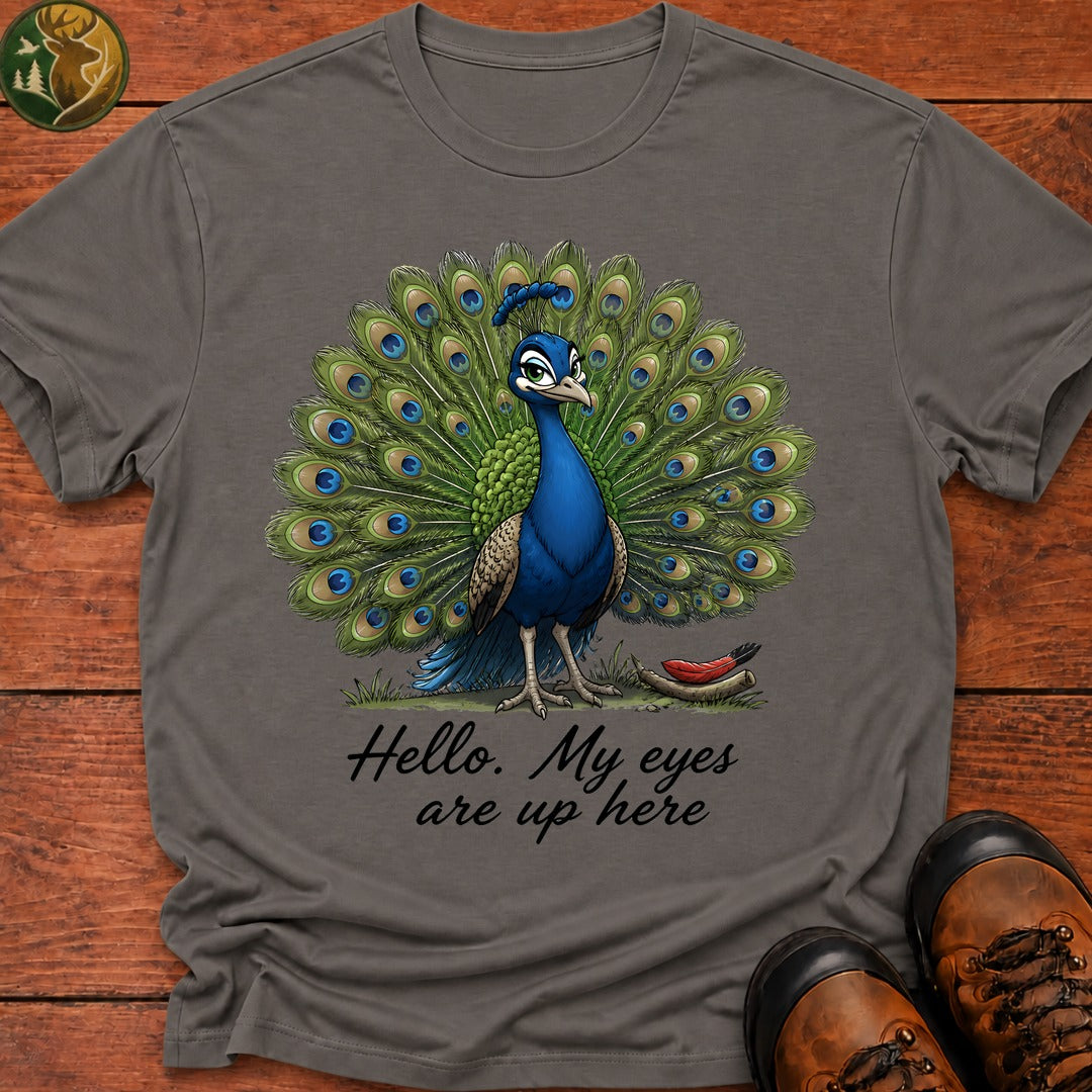 My Eyes Are Up Here T Shirt - Grey