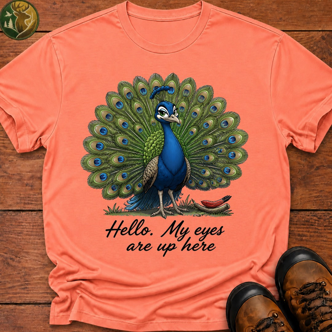 My Eyes Are Up Here T Shirt - Melon