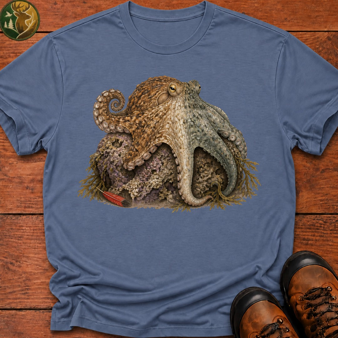 Octopus Camauflage T Shirt - Blue Jean