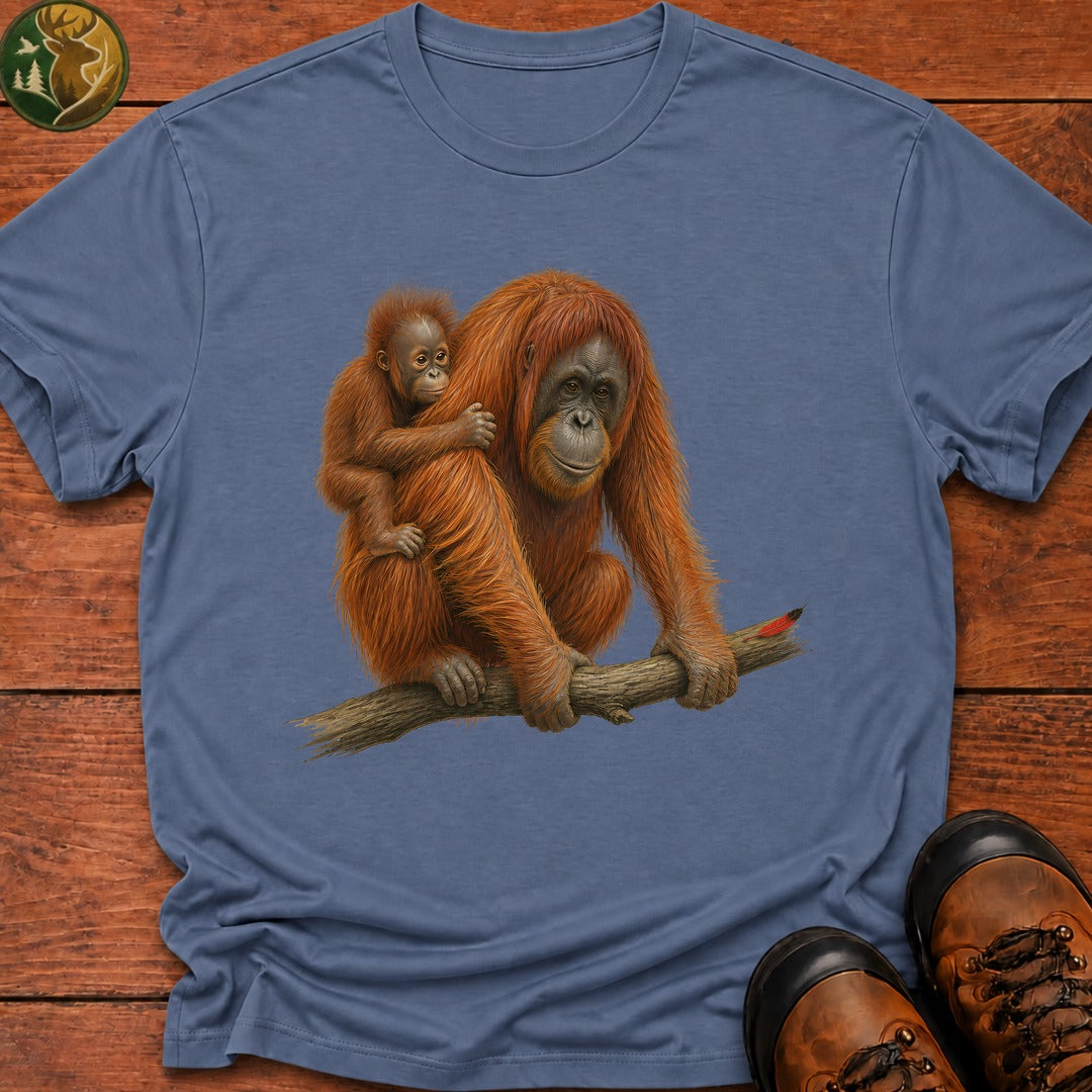 Orangutan With Baby T-Shirt - Blue Jean