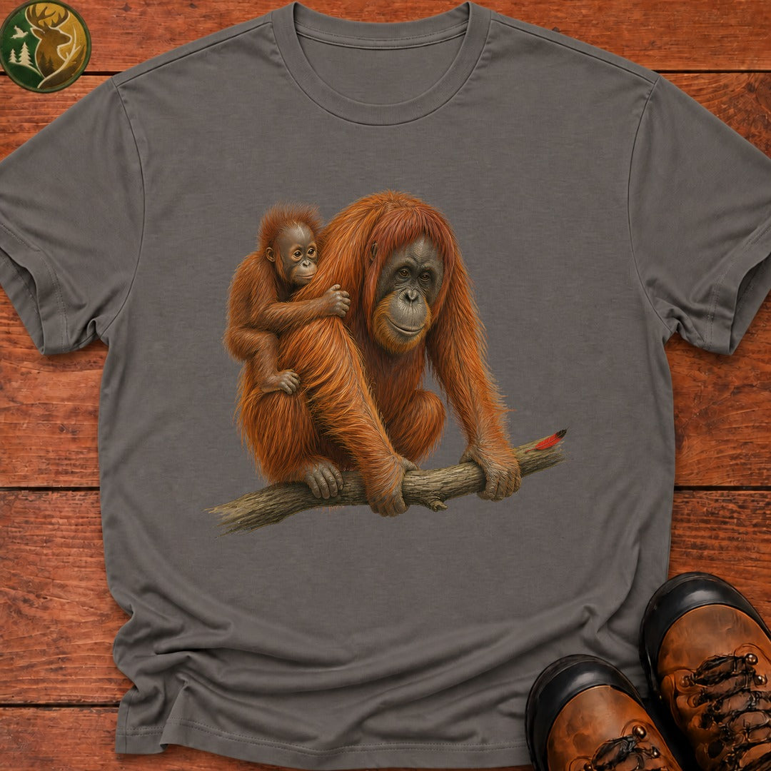 Orangutan With Baby T-Shirt - Grey