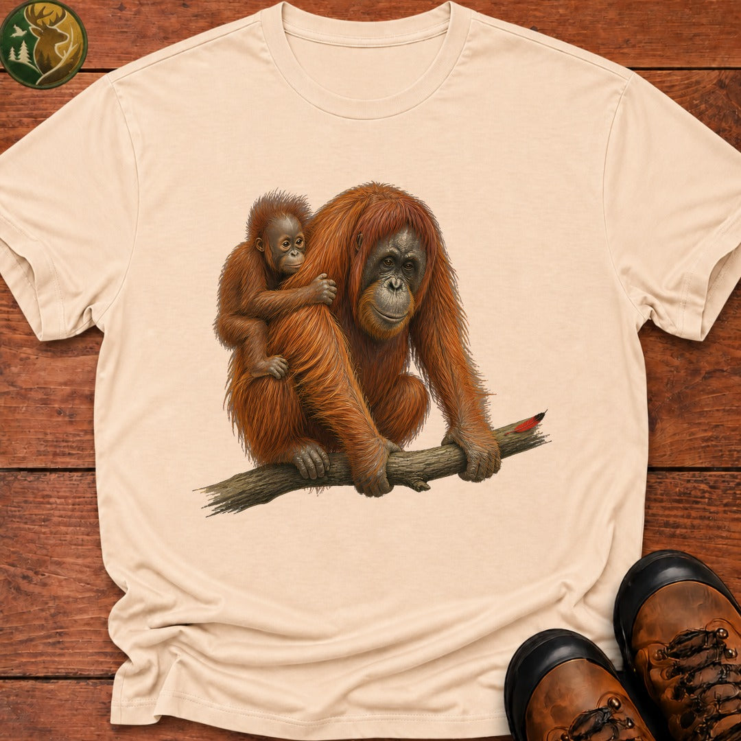 Orangutan With Baby T-Shirt - Ivory