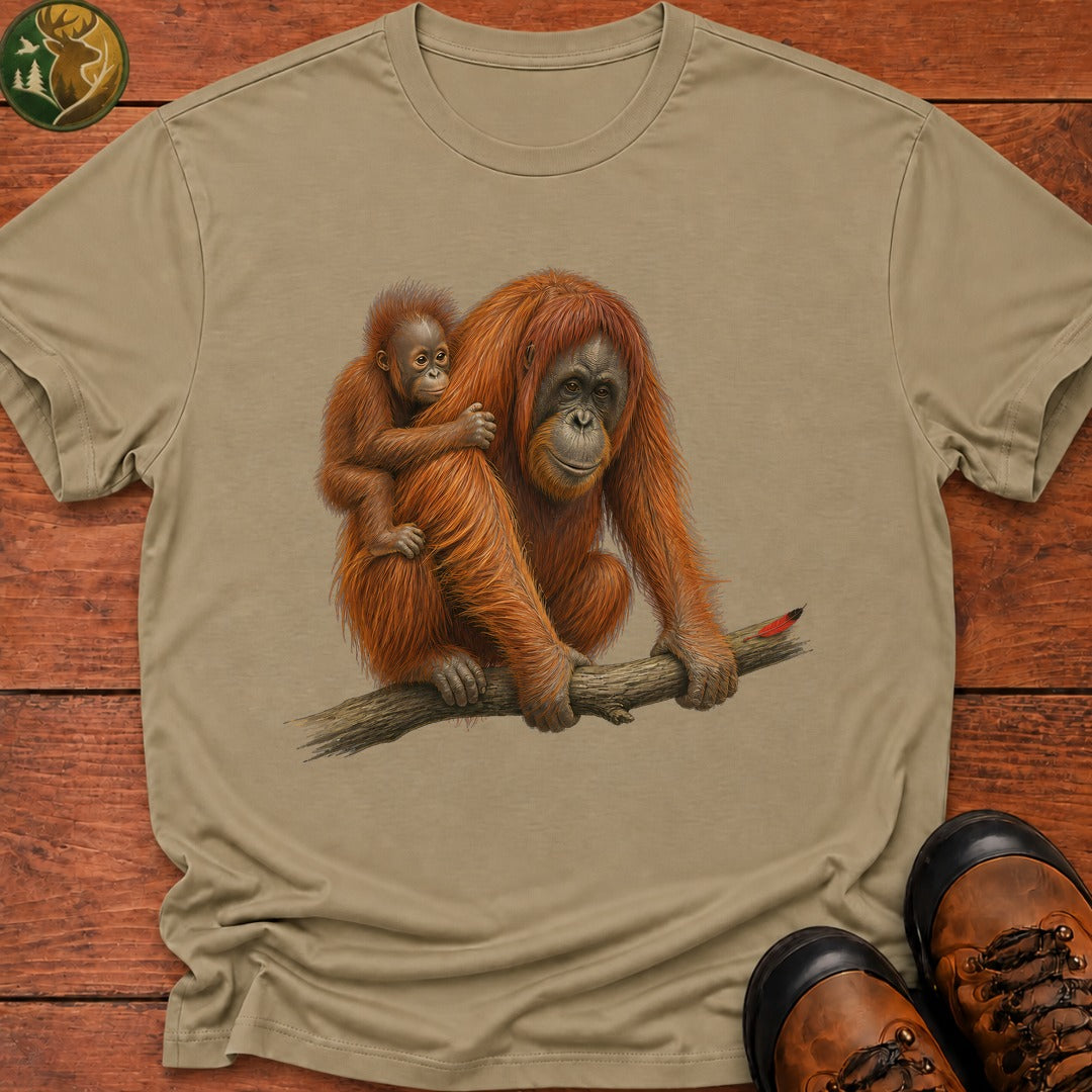 Orangutan With Baby T-Shirt - Khaki