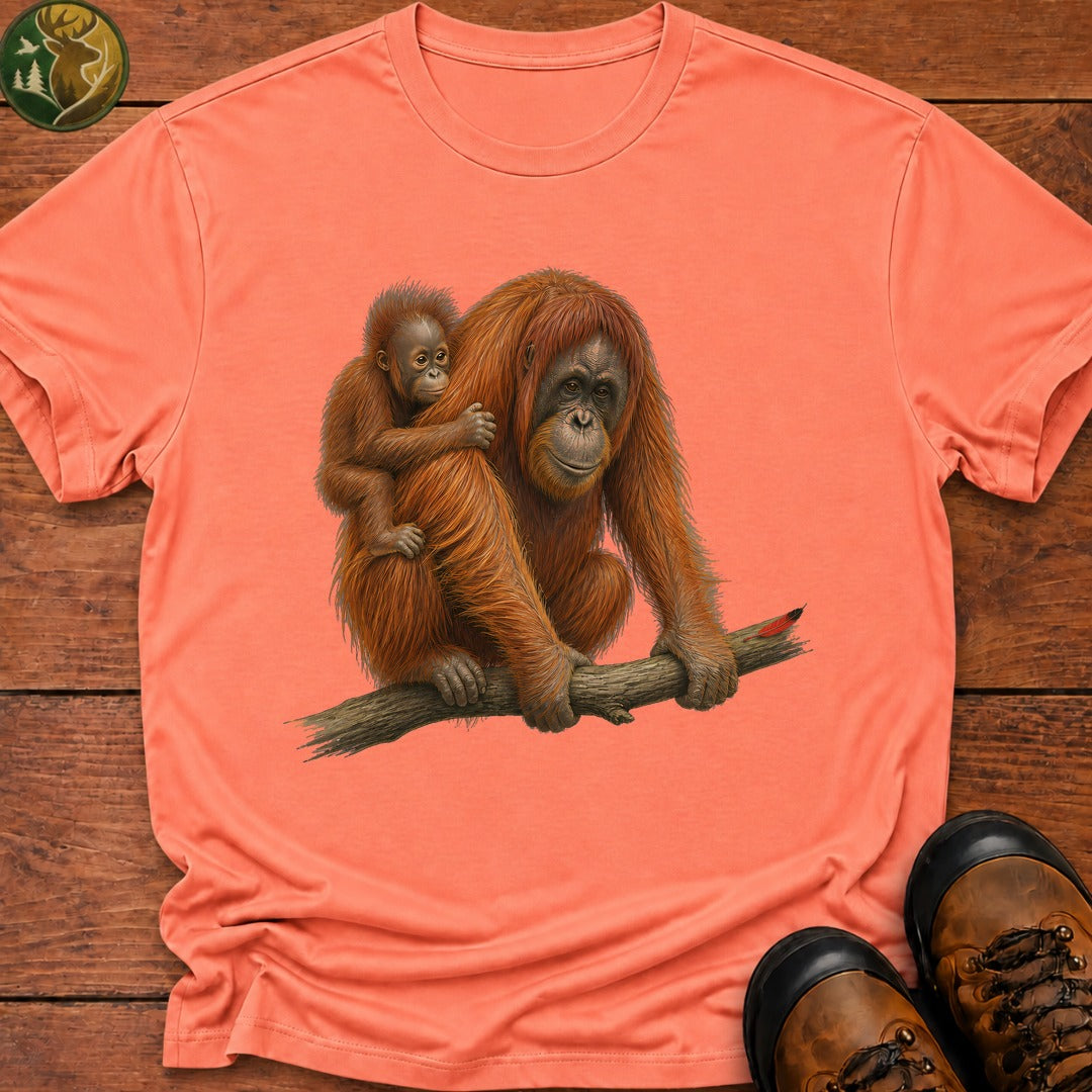 Orangutan With Baby T-Shirt - Melon