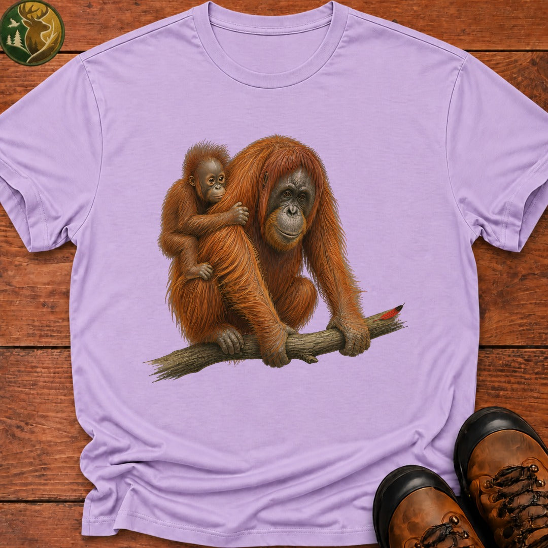 Orangutan With Baby T-Shirt - Orchid