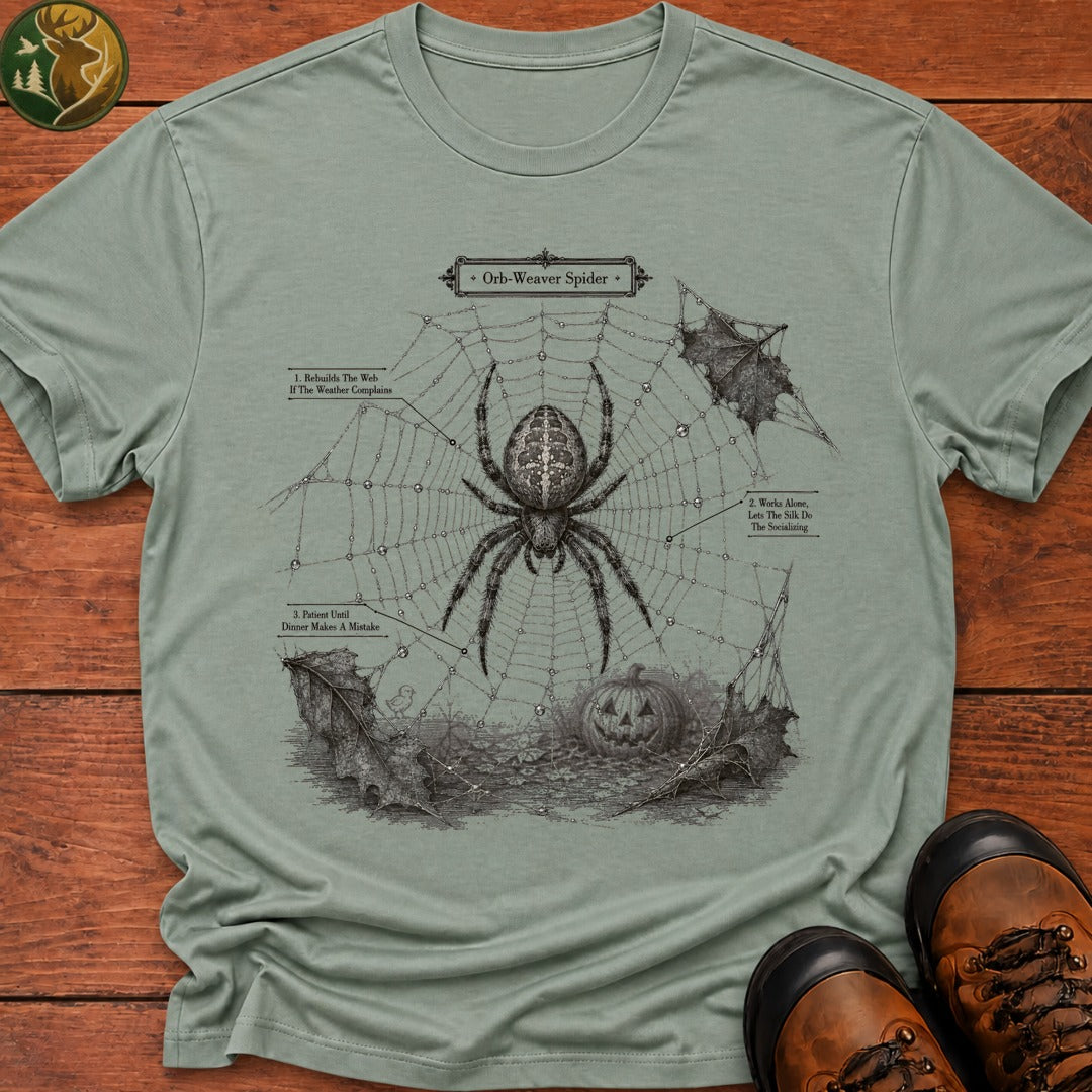 Orb Weaver Halloween Field Guide T Shirt - Bay