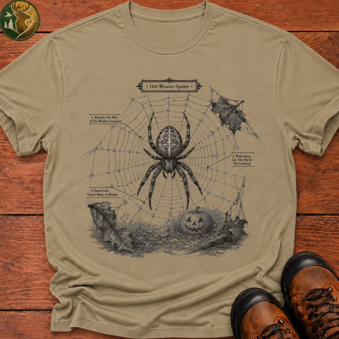 Orb Weaver Halloween Field Guide T Shirt - Khaki