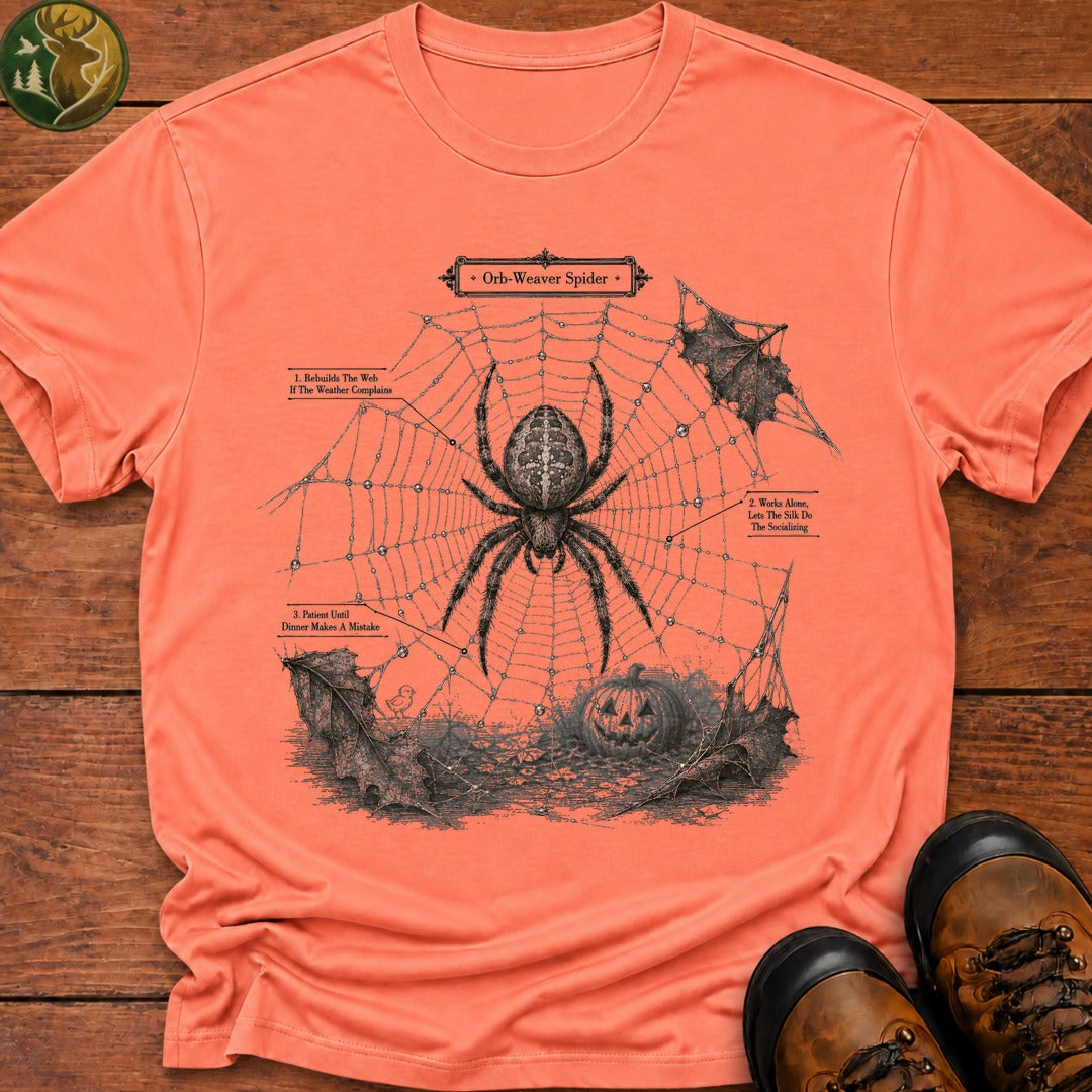 Orb Weaver Halloween Field Guide T Shirt - Melon