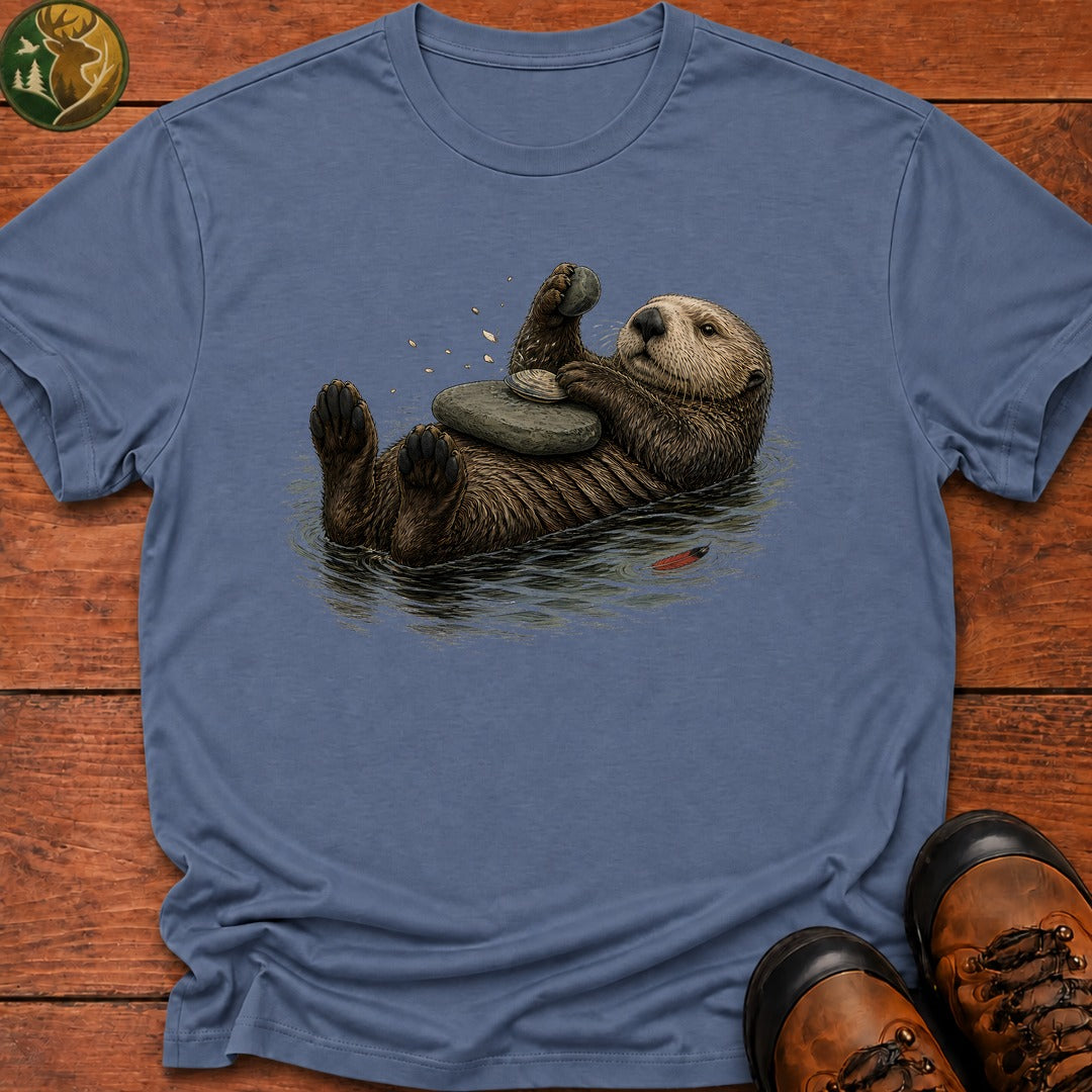 Otter And Oysters T Shirt - Blue Jean