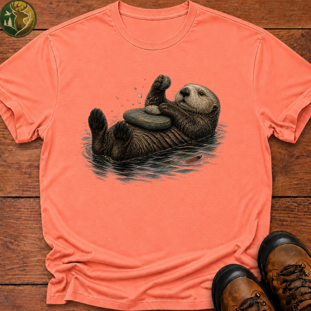 Otter And Oysters T Shirt - Melon