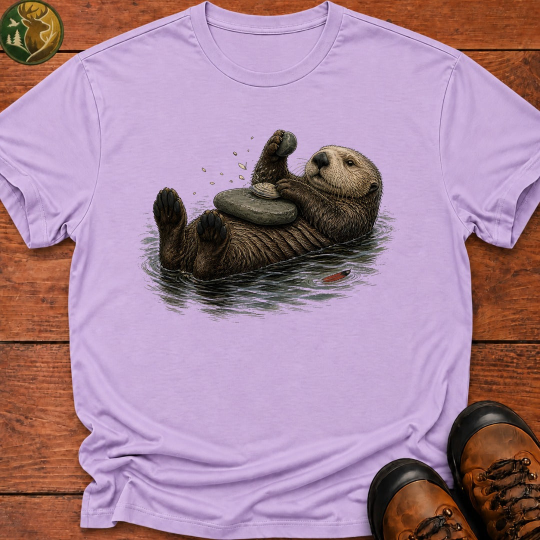 Otter And Oysters T Shirt - Orchid