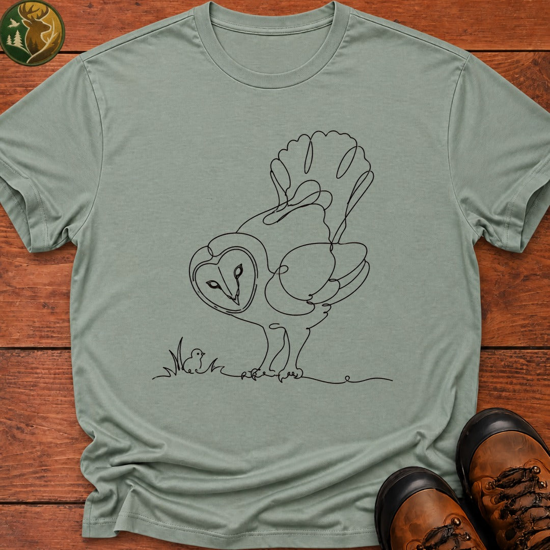 Owl Courtship Line Art T Shirt - Bay