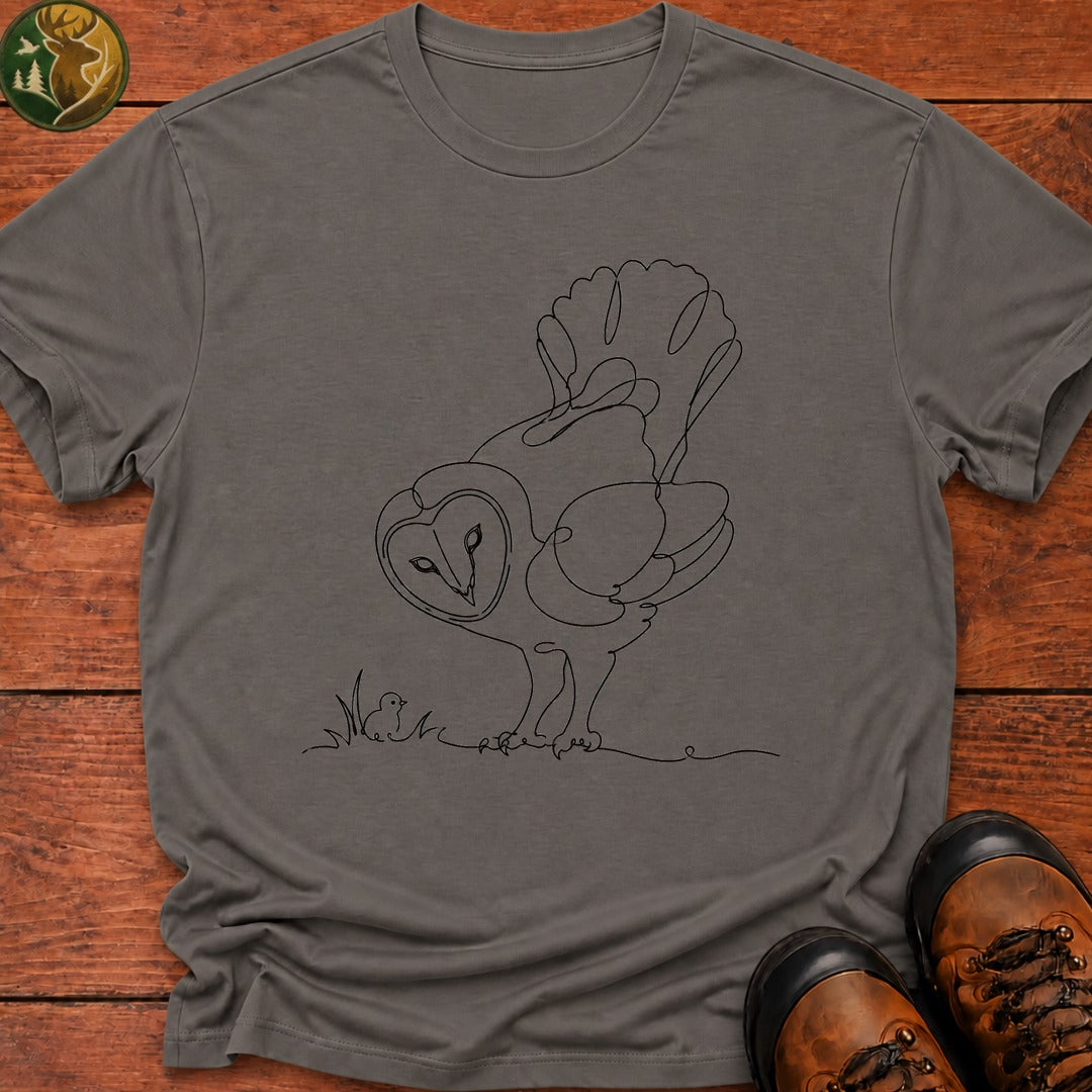 Owl Courtship Line Art T Shirt - Grey