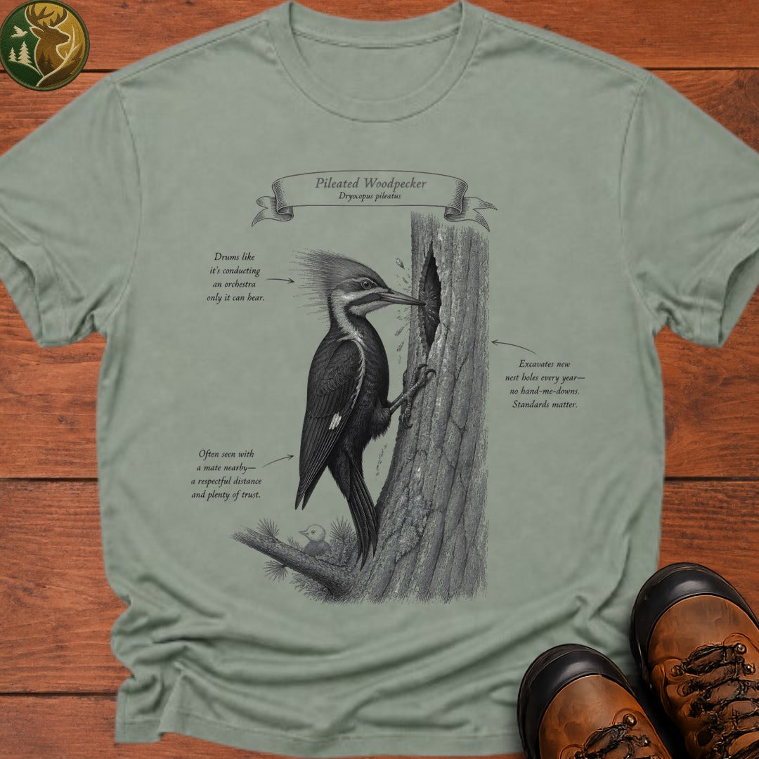 Pileated Woodpecker Field Guide T Shirt - Bay