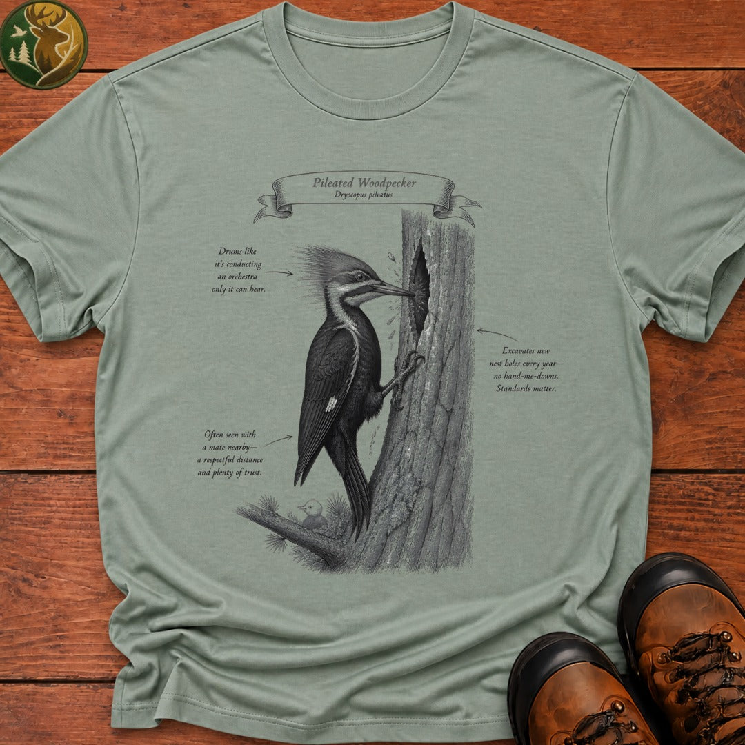 Pileated Woodpecker Field Guide T Shirt - Bay