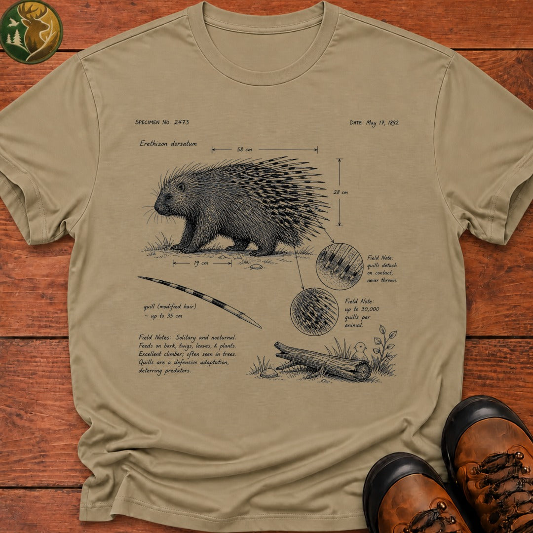 Porcupine Field Notes T Shirt - Khaki