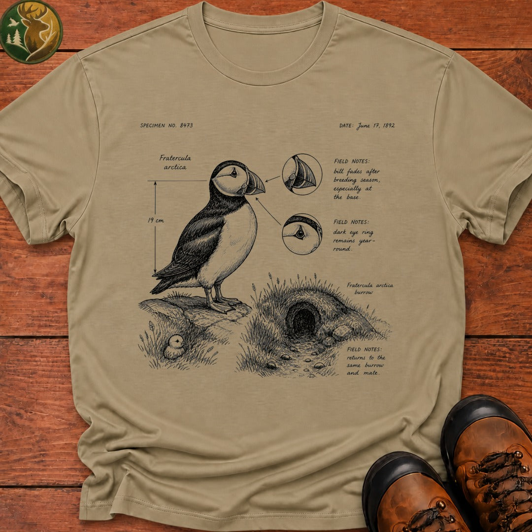 Puffin Field Notes T Shirt - Khaki