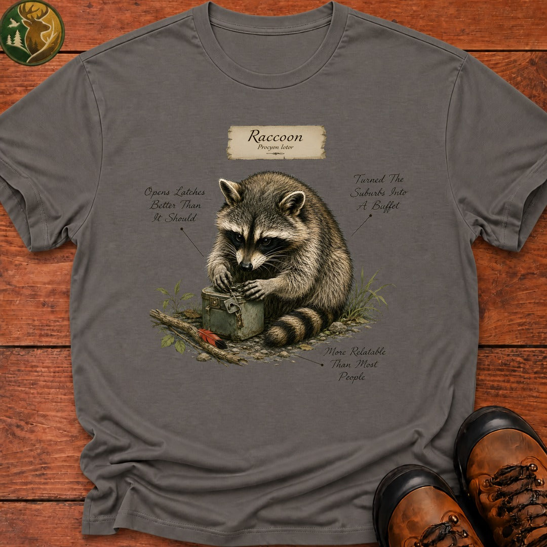 Raccoon Field Guide T Shirt - Grey