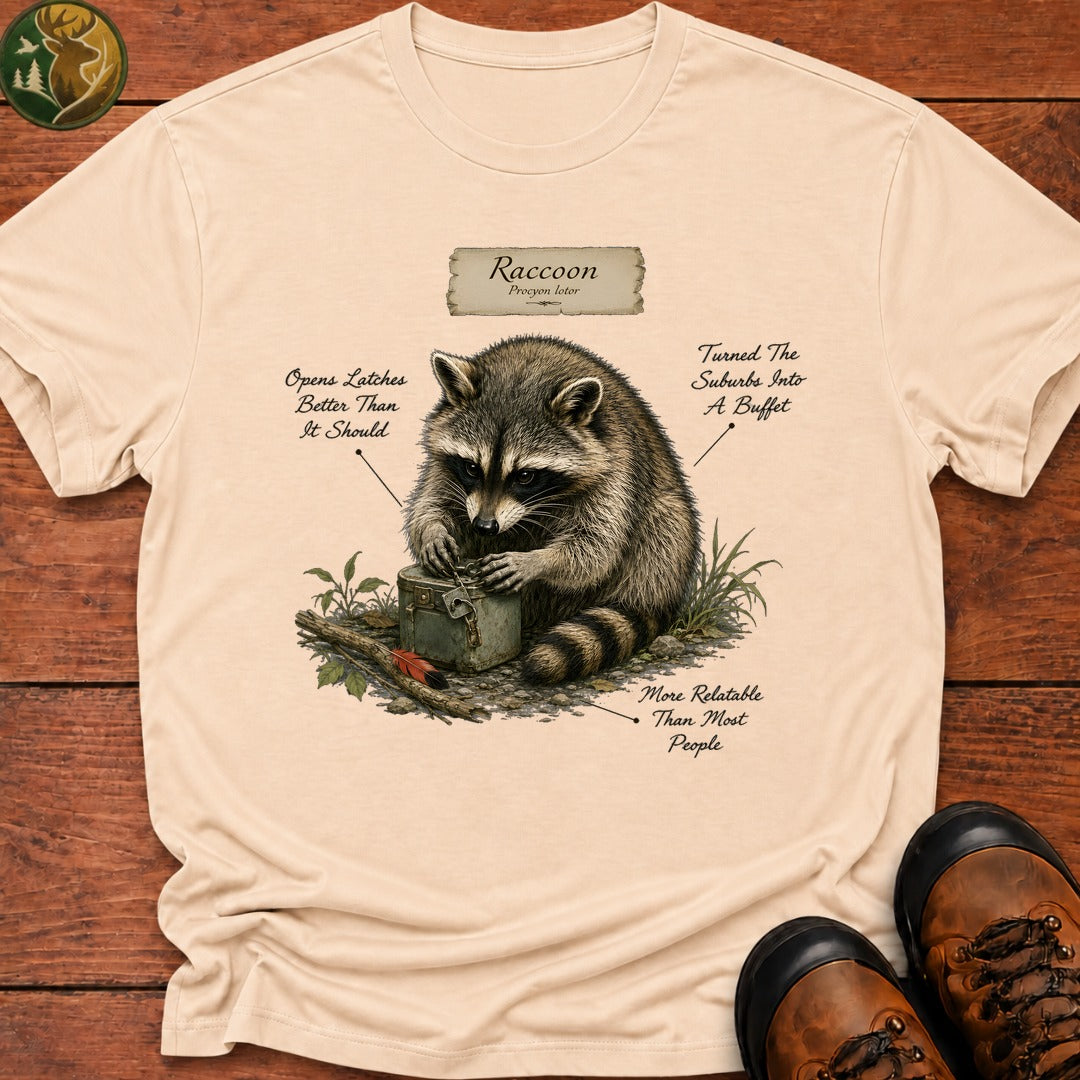 Raccoon Field Guide T Shirt - Ivory