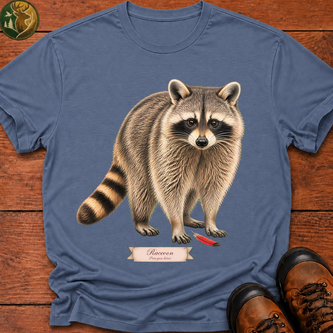 Raccoon Portrait T-Shirt - Blue Jean