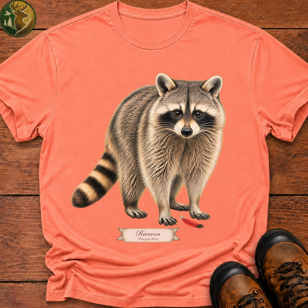 Raccoon Portrait T-Shirt - Melon