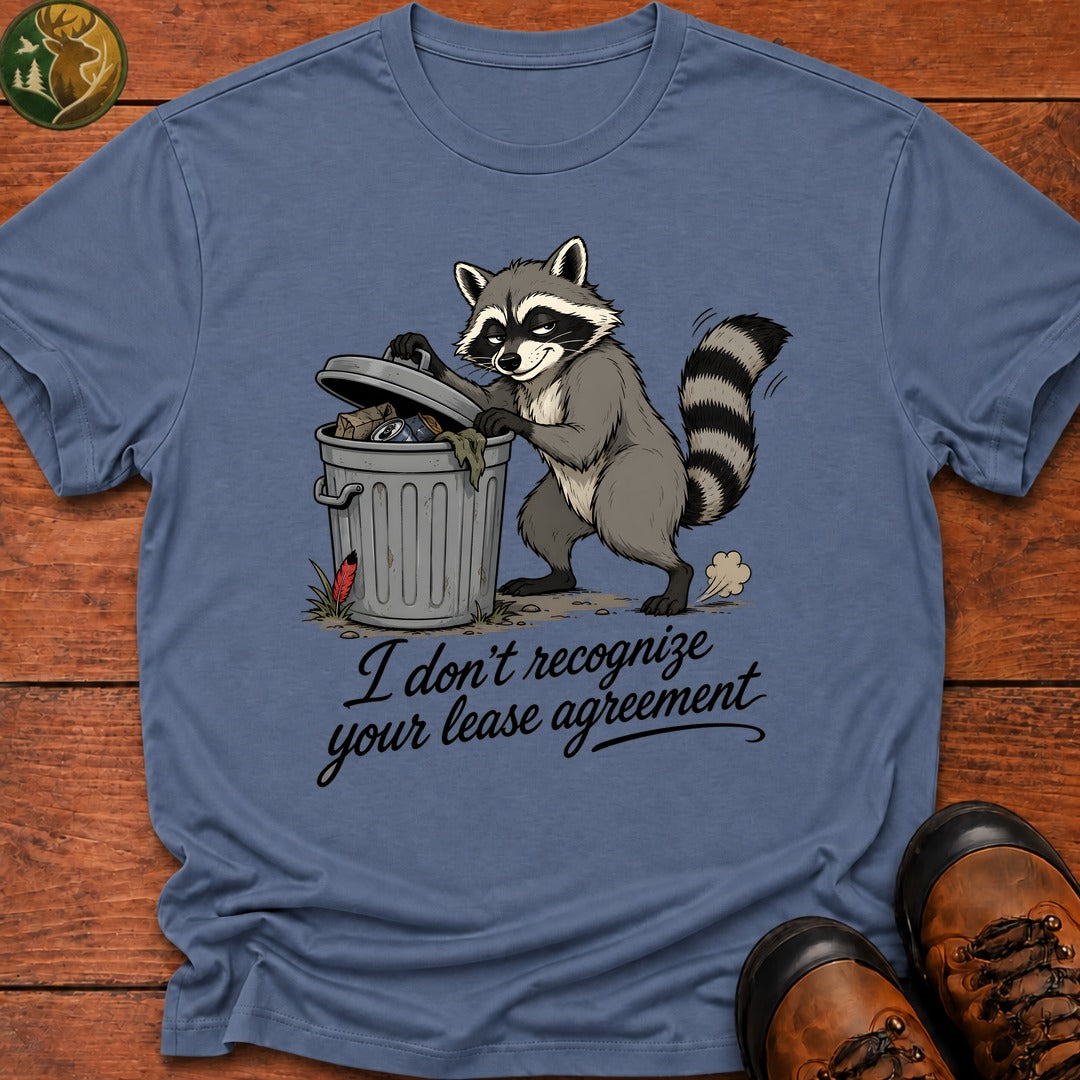 Racoon Lease Agreement T Shirt - Blue Jean
