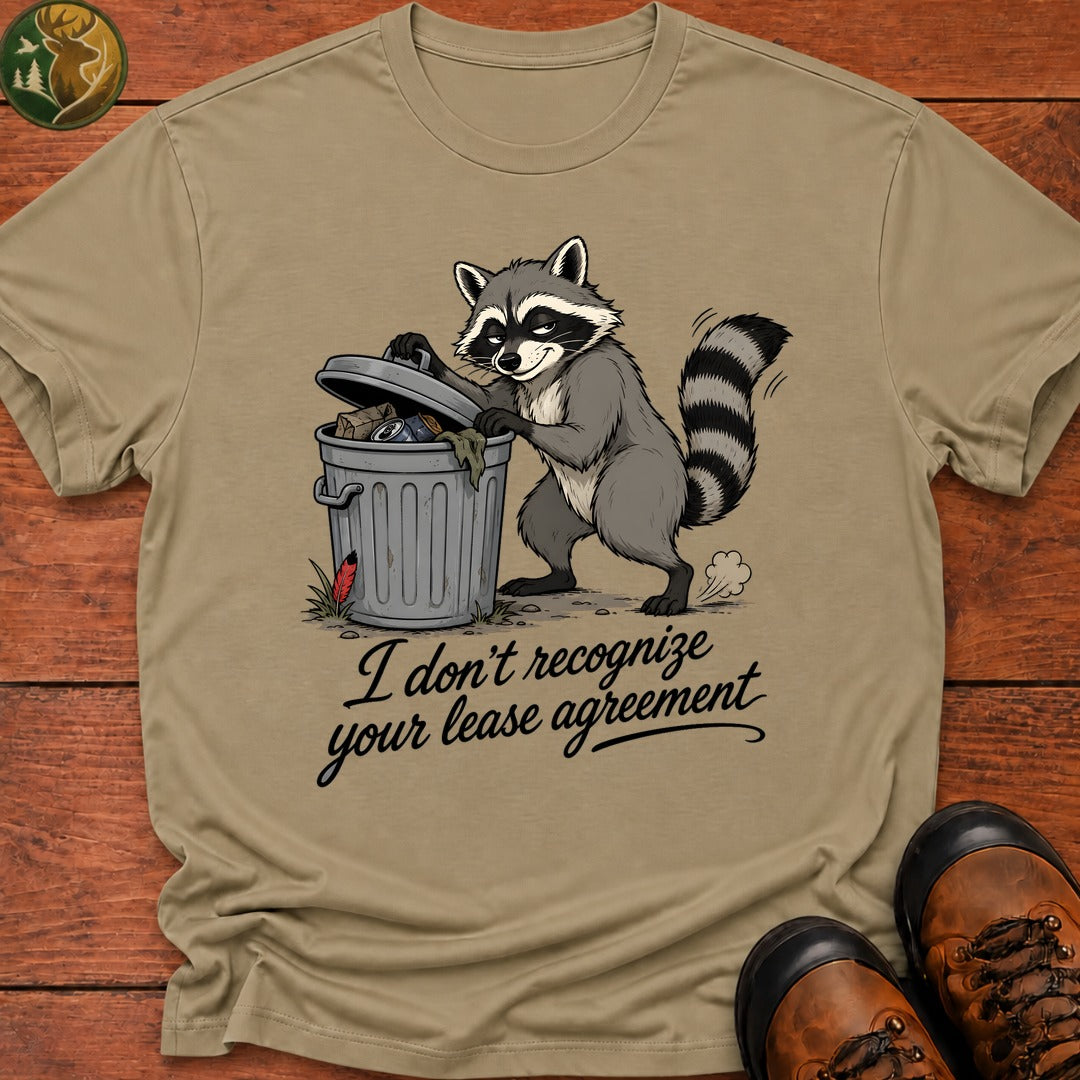 Racoon Lease Agreement T Shirt - Khaki