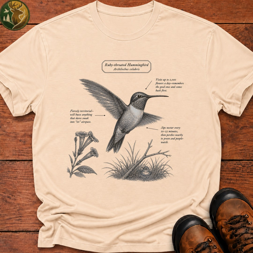 Ruby Throated Hummingbird Field Guide T Shirt - Ivory