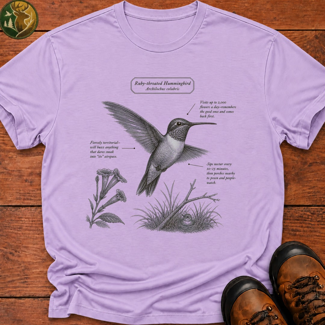Ruby Throated Hummingbird Field Guide T Shirt - Orchid