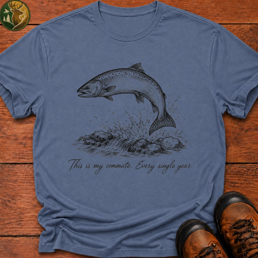 Salmon Commute T Shirt - Blue Jean