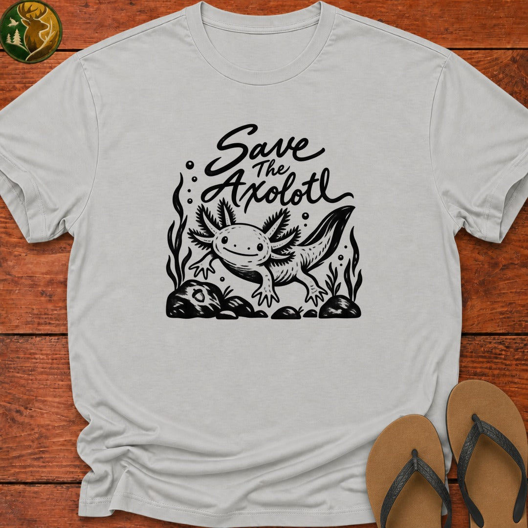 Save The Axolotl Lino Kids T-Shirt - Ash