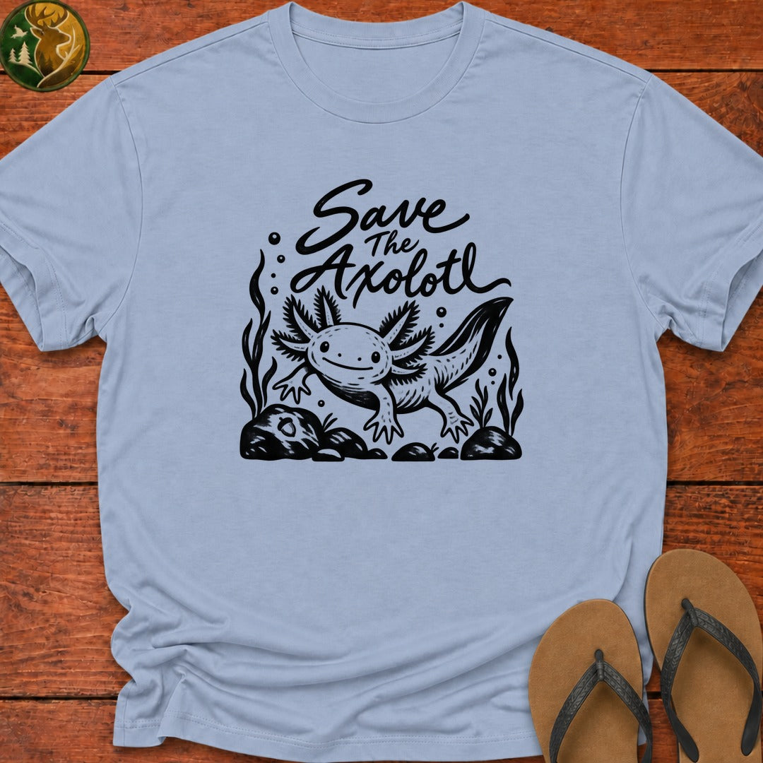Save The Axolotl Lino Kids T-Shirt - Light Blue