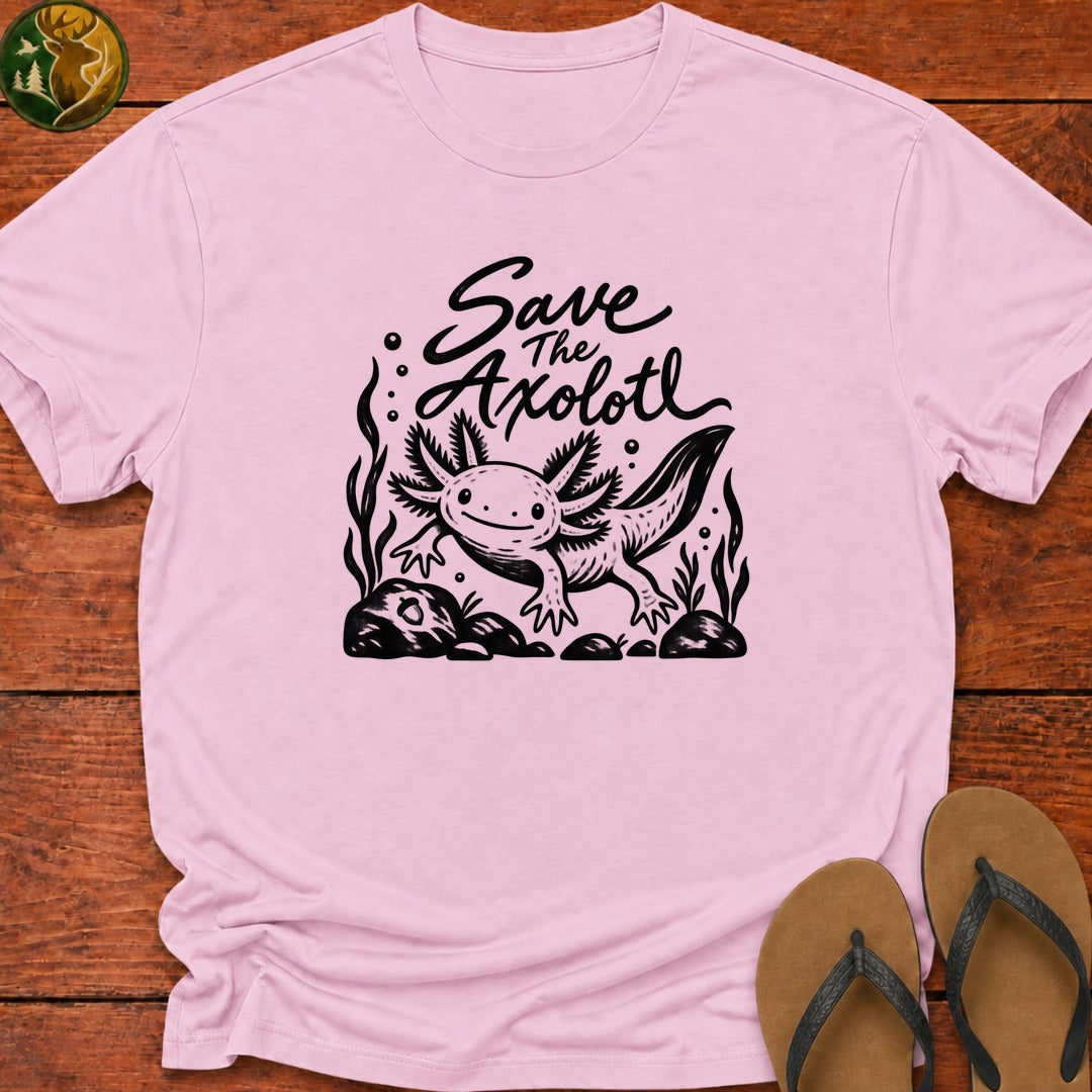 Save The Axolotl Lino Kids T-Shirt - Light Pink