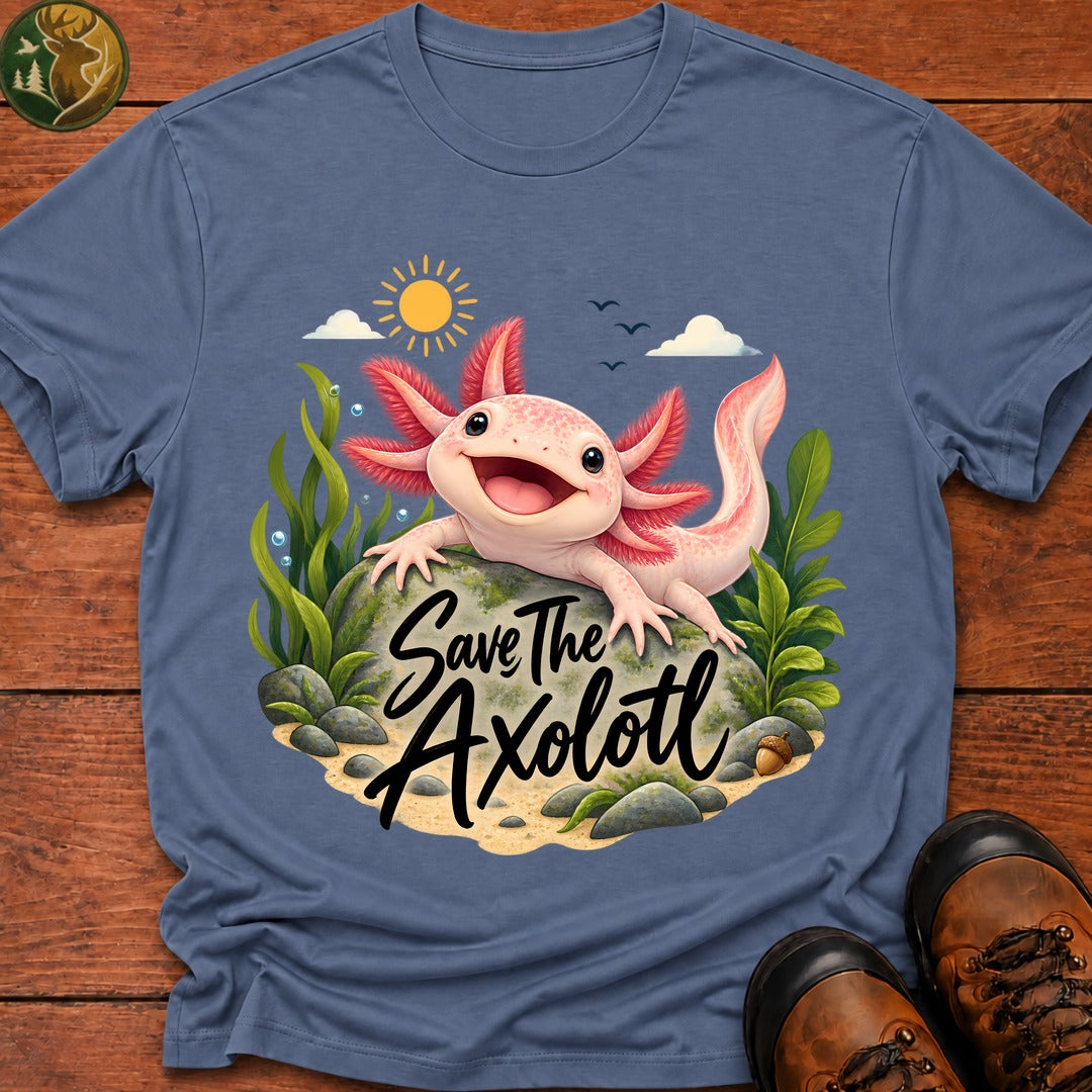 Save The Axolotl T-Shirt - Blue Jean