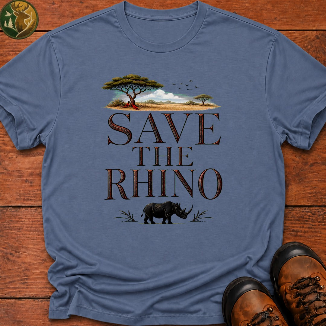 Save The Rhino T-Shirt - Blue Jean