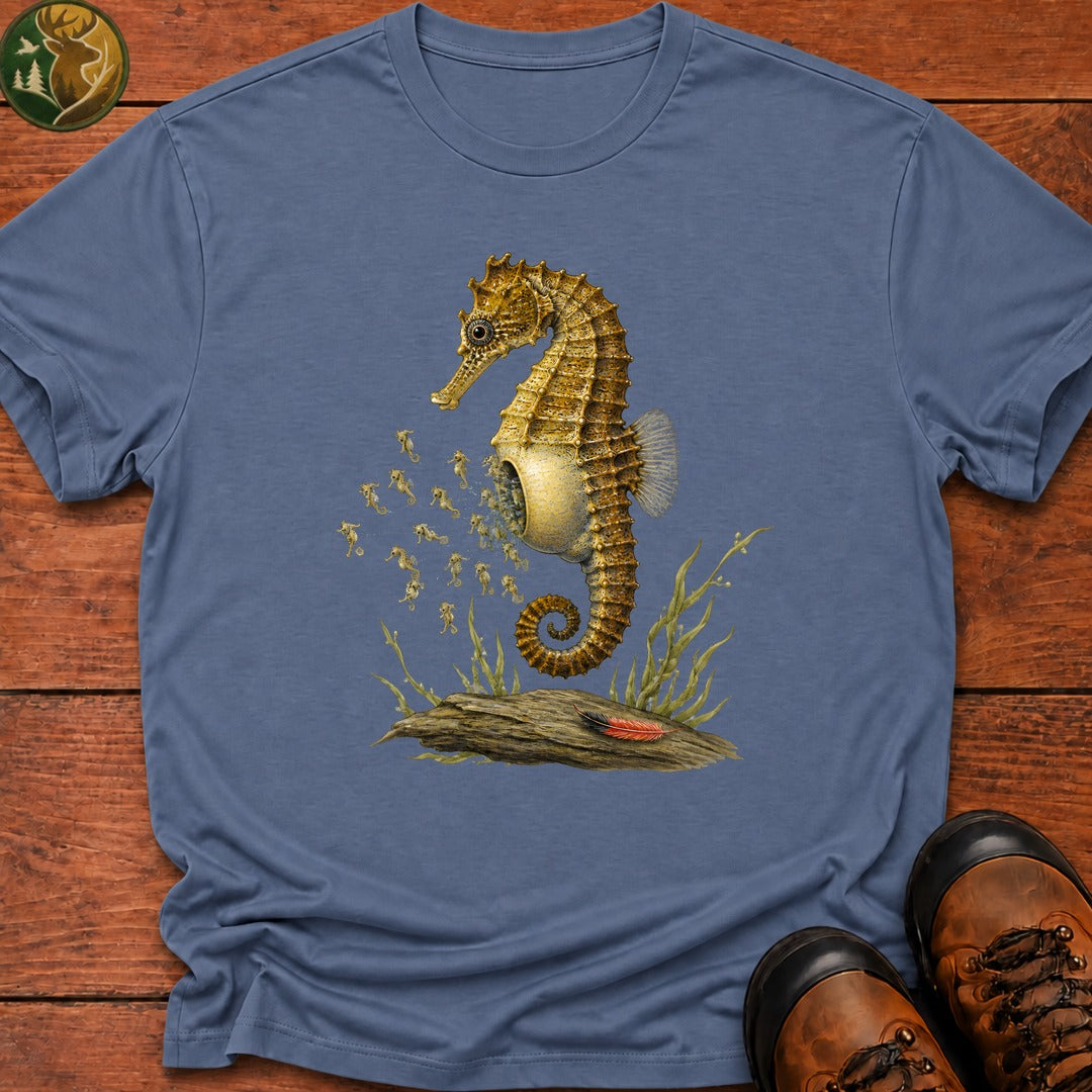 Seahorse Dad T Shirt - Blue Jean