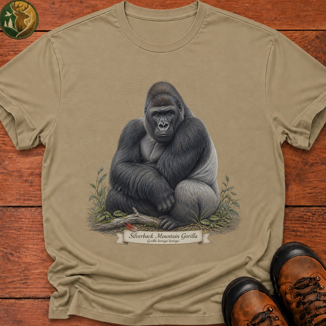 Silverback Mountain Gorilla T-Shirt - Khaki